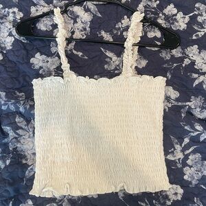 Casual White Smocked Top